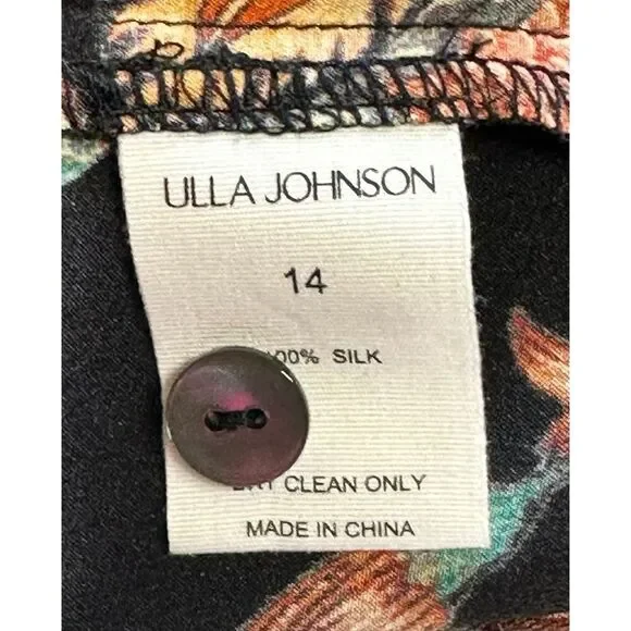 Ulla Johnson Florian Floral-Print Silk Blouse in Hellebore NWT Size 14 - Picture 11 of 11